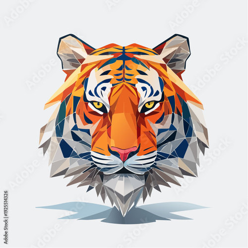Geometric Tiger Head Illustration - Majestic Feline Art