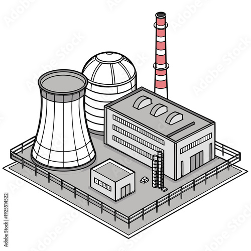 A nuclear power plant with a cooling tower
