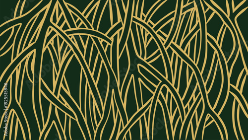 Mangrove Roots Line Art Two Tone Vector Illustration
