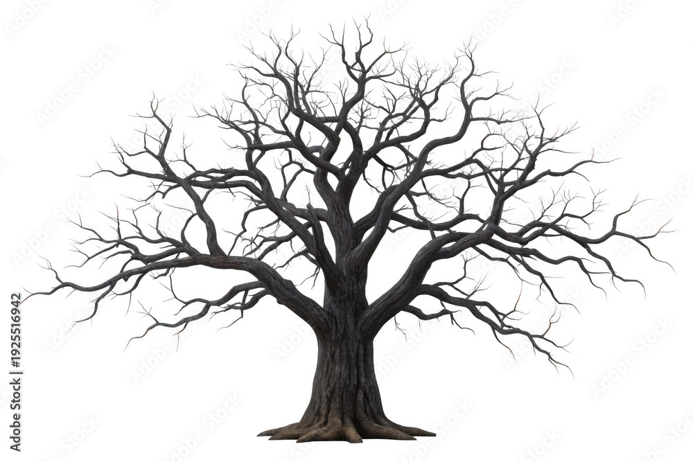 Obraz premium A bare tree with branches on a white background