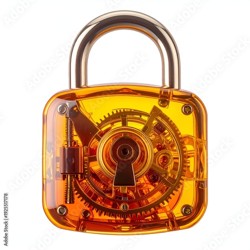 Wallpaper Mural Transparent Padlock with Visible Gears and Locking Mechanism. Torontodigital.ca