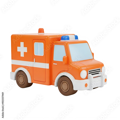 Wallpaper Mural Orange ambulance truck with white cross and blue lights isolated on transparent background Torontodigital.ca