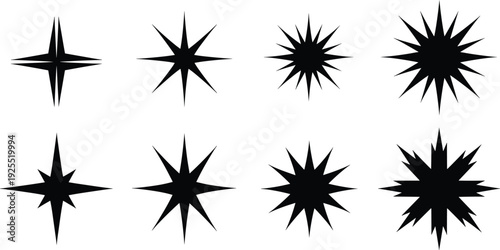 Starburst silhouette set with sharp pointed radial shapes