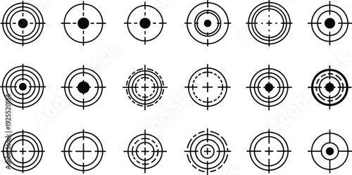 Target icon set with crosshair and concentric circle symbols