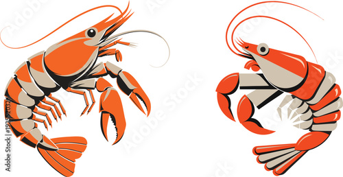 Shrimp Silhouette Seafood Vector Illustration