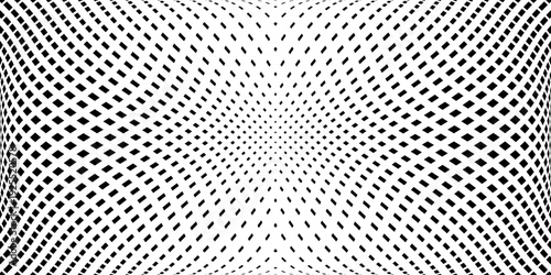 Abstract Halftone Geometric Dots Pattern with 3D Illusion Effect. Convex and Concave Black and White Textured Background.