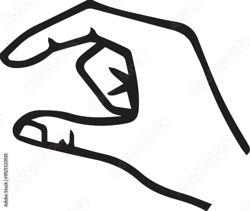 Black line art hand gesture showing small amount