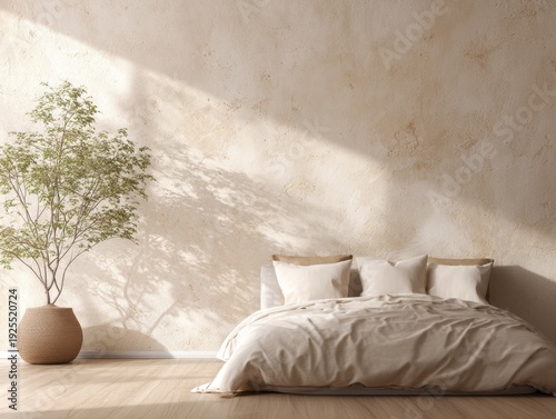 A bed with white pillows and a white comforter