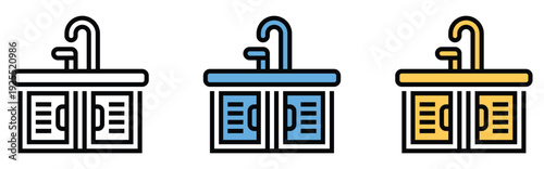 Three golden trophy icons with documents inside isolated on white background vector illustration