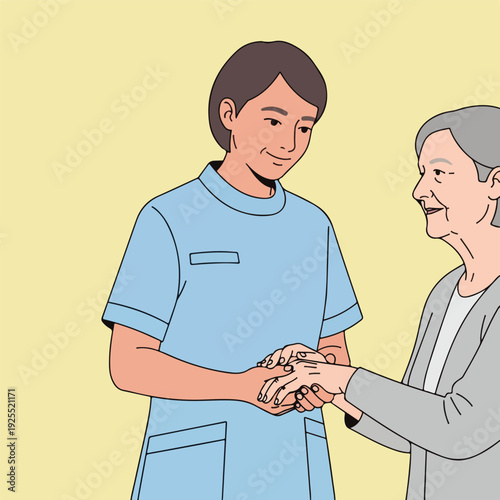 Healthcare worker assisting senior citizen