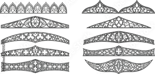 Black and white gothic architectural decorative and borders ornamental
