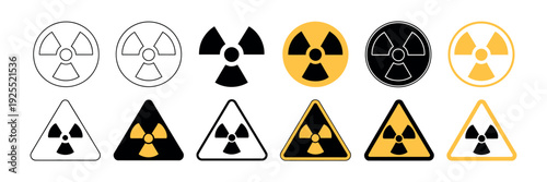 Radiation Hazard Symbol Set, Nuclear Danger Warning Vector Icons