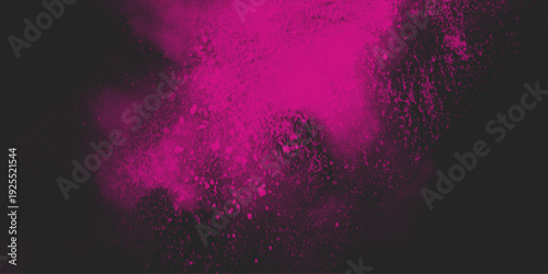 Explosion of pink dust on black background. Freeze motion of pink powder splash. hand painted on canvas in different colors and textures .
