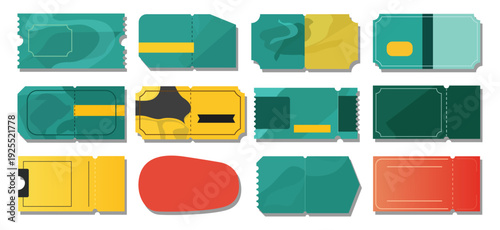 Ticket vector template set. various shapes of event ticket, concert ticket, sport ticket