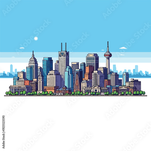 Toronto city skyline with iconic CN Tower at daytime