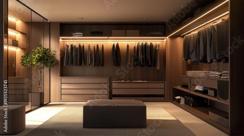 Experience the elegance of a modern luxurious walk-in closet.