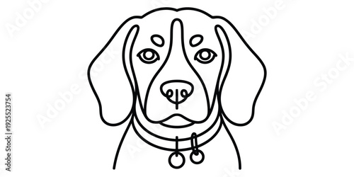 Minimalist beagle dog head line art vector illustration