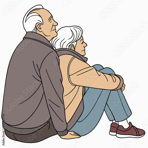 Elderly couple sitting together in comfort
