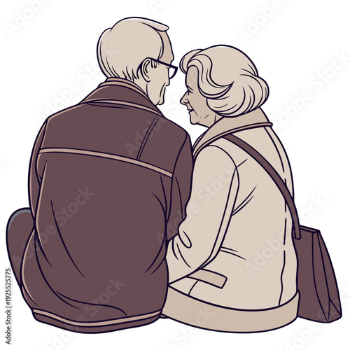 Elderly couple sitting together on the floor