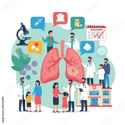Lung Health and Medical Care Concept Illustration