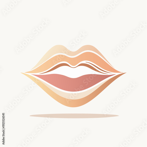 Abstract illustration of luscious, sensual lips with a soft, natural color palette, artfully designed
