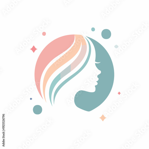 Harmonious blend of color and form, a sophisticated female profile icon embodying beauty, grace, and modern elegance for personal brand identity