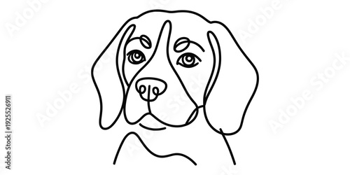 Minimalist continuous line art beagle dog illustration