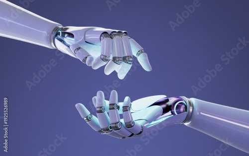 Two Elegant Robotic Hands Reaching Towards Each Other, Symbolizing AI Collaboration, Human-Robot Partnership, and Future Connectivity