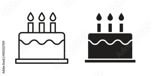 Cake birthday icon vector isolated on white background. Simple icon set.