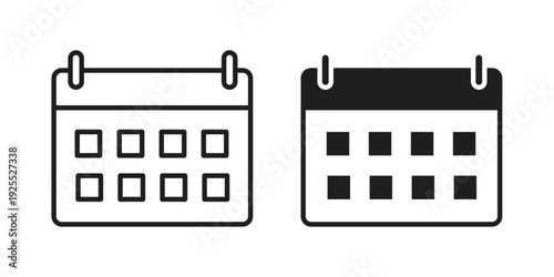 Calendar icon vector isolated on white background. Simple icon set.