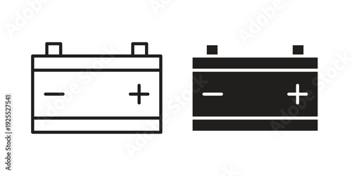 Car Battery icon design silhouette and line art style on white background
