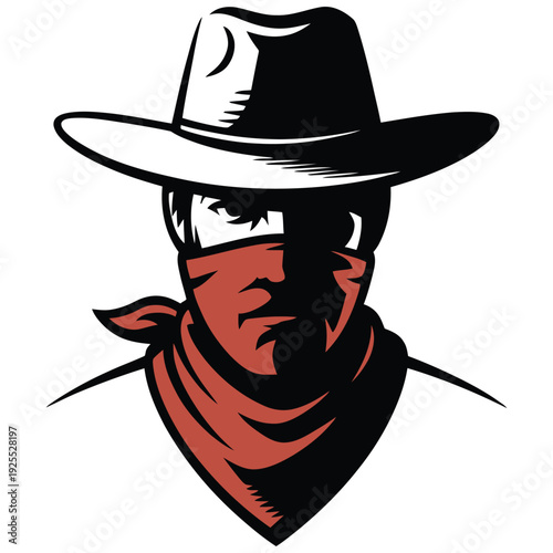 Bold minimalist cowboy bandit vector illustration