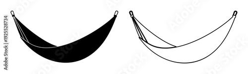 Simple hammock illustration in black and white outlines