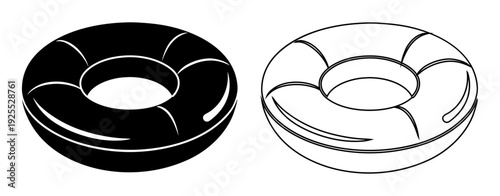 Life preserver in solid black and outlined white for contrast and design