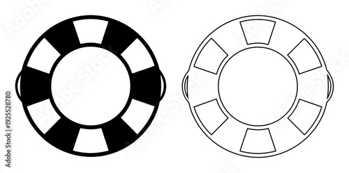 Life preserver ring, one filled and one outline, symbolizing safety and rescue.