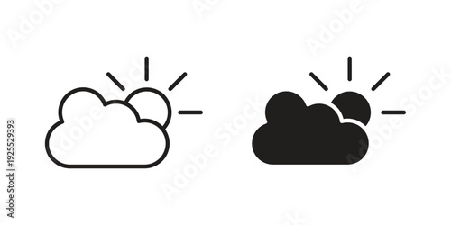 Cloud sun icon vector isolated on white background. Simple icon set.