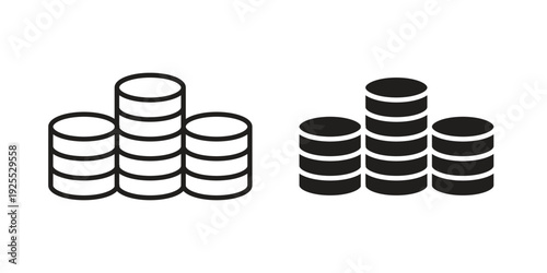 Coins icon vector isolated on white background. Simple icon set.