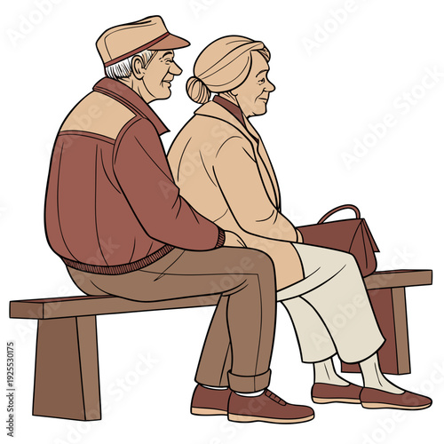 An elderly couple sitting on a bench together