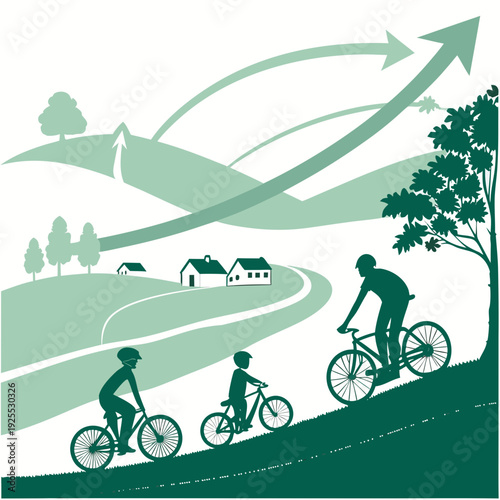 Cyclists riding on a scenic road through the countryside