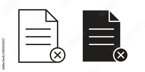 Delete Document icon vector isolated on white background. Simple icon set.