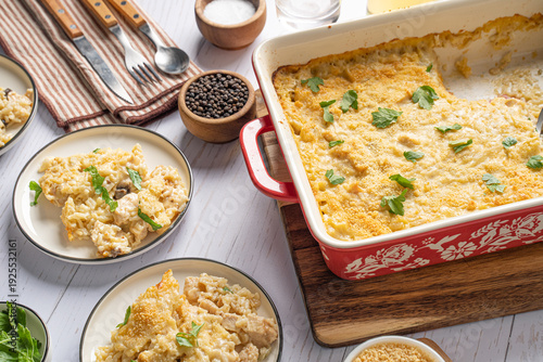 Easy to make dinner food recipe. Cheesy baked chicken and rice