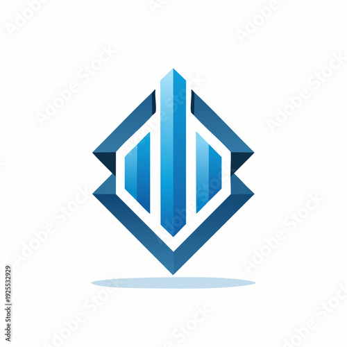 Dynamic blue geometric emblem signifying growth, prosperity, and modern urban development
