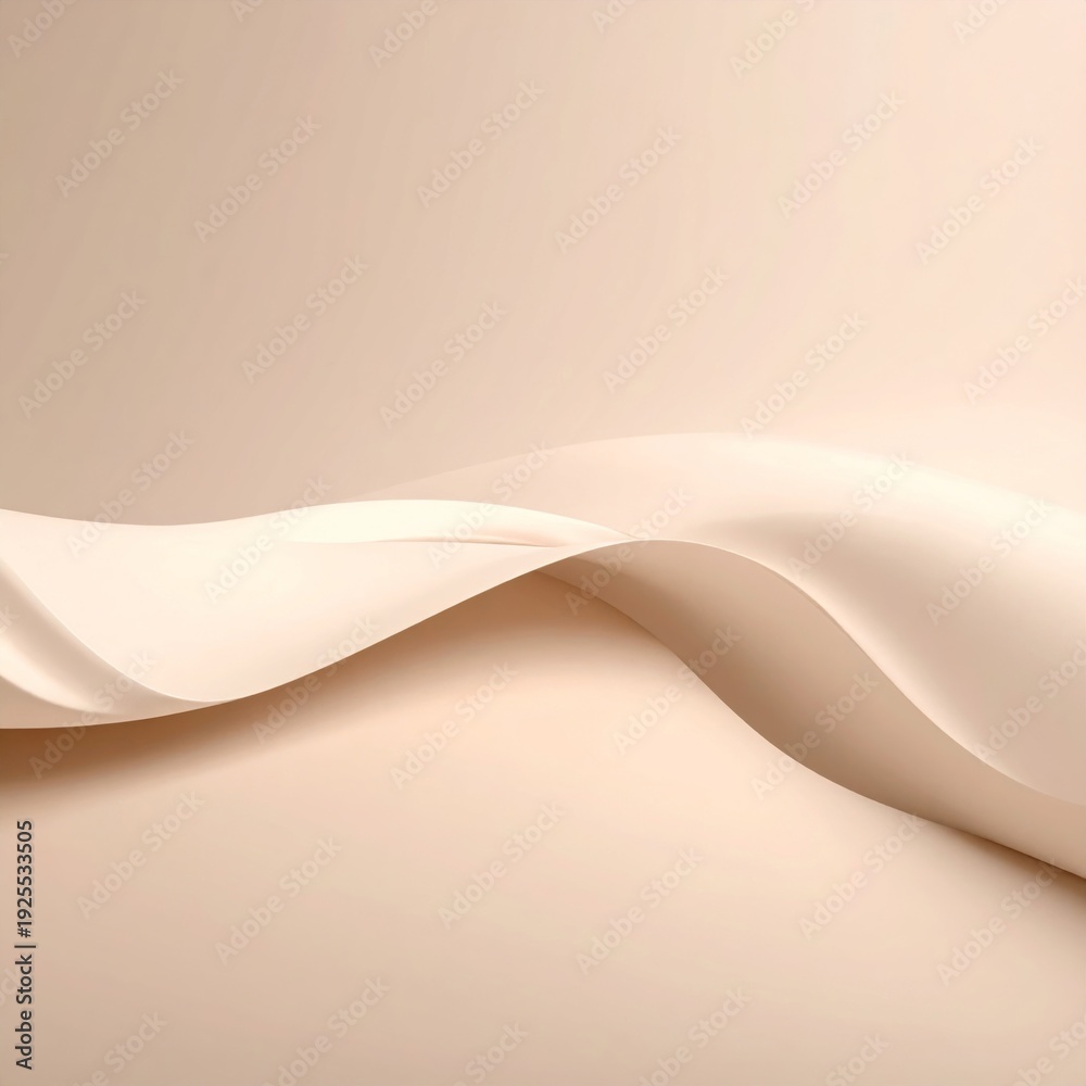 Obraz premium Abstract Curved Cream Color Fabric Wave on a Beige Background