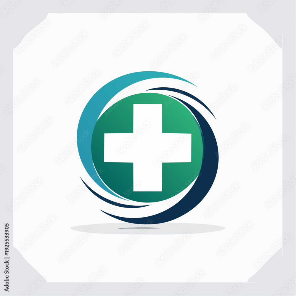 Fototapeta premium Modern Medical Health Care Cross Symbol Abstract Circle Logo Design