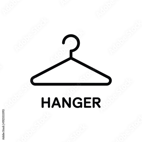 Simple black outline of a clothes hanger with text label