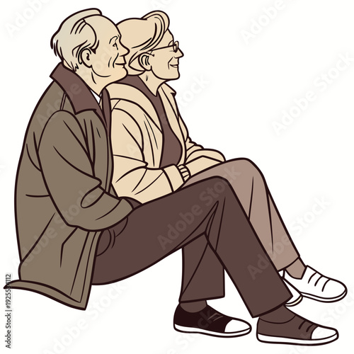 An older couple sitting together on a bench
