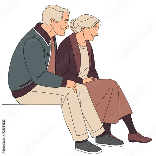 An elderly couple sitting on a bench together