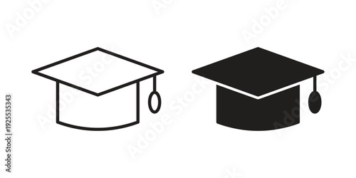 Graduation cap icon vector isolated on white background. Simple icon set.
