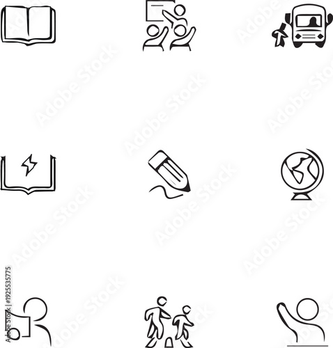 education school graduation icons set
