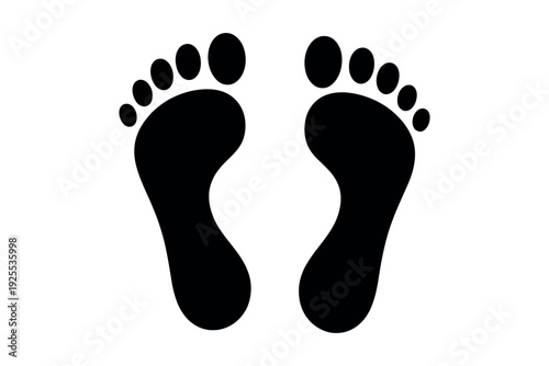 Simple Footprint Shape Icons, Barefoot Walking Step Vector Set